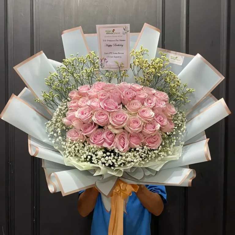 Buket Mawar Pink Pastel