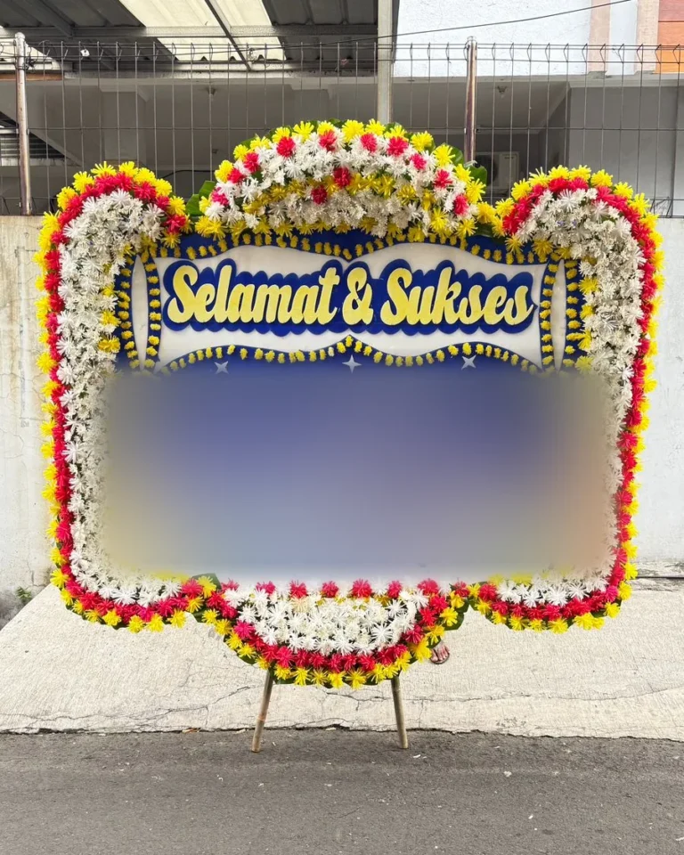 Papan Selamat Sukses Bingkai Bunga Penuh