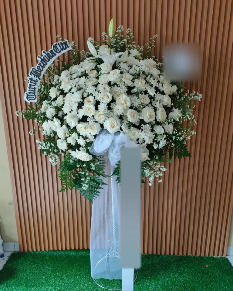 Standing Flower Duka Mawar Putih Bulat