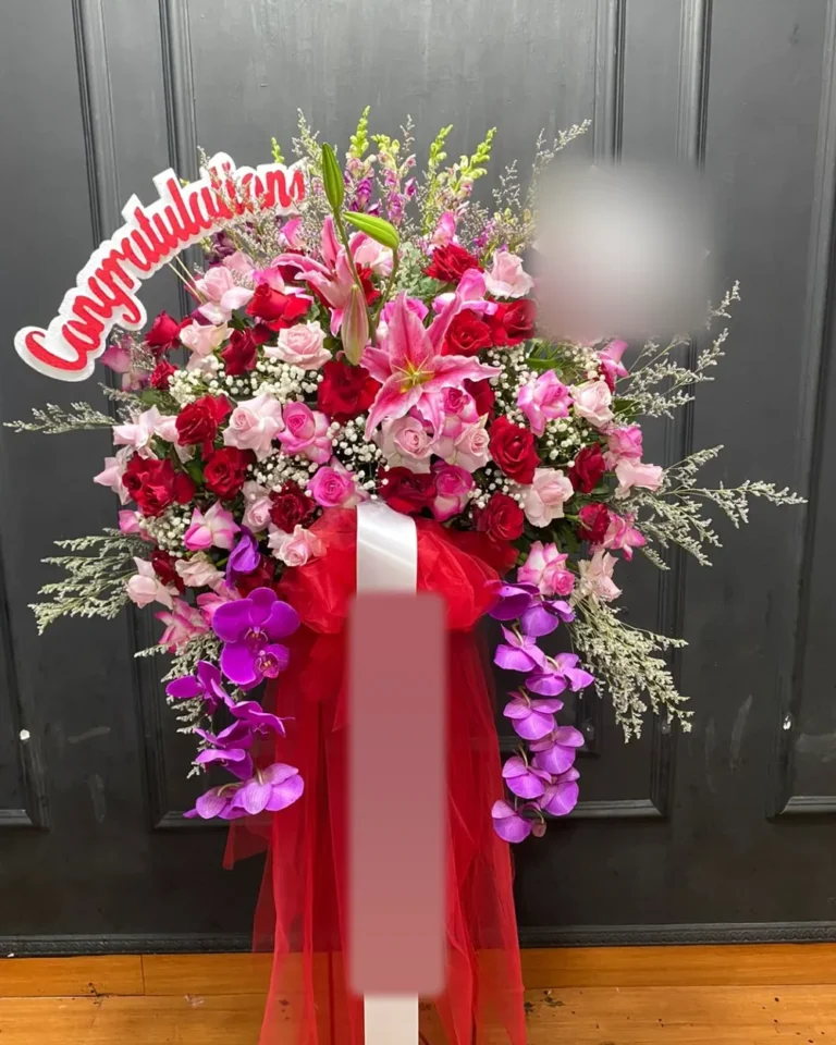 Standing Flower Merah Pink Anggrek Ungu