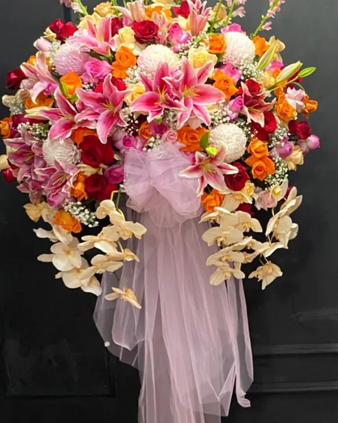 Standing Flower Oranye Pink Lily Anggrek Krem